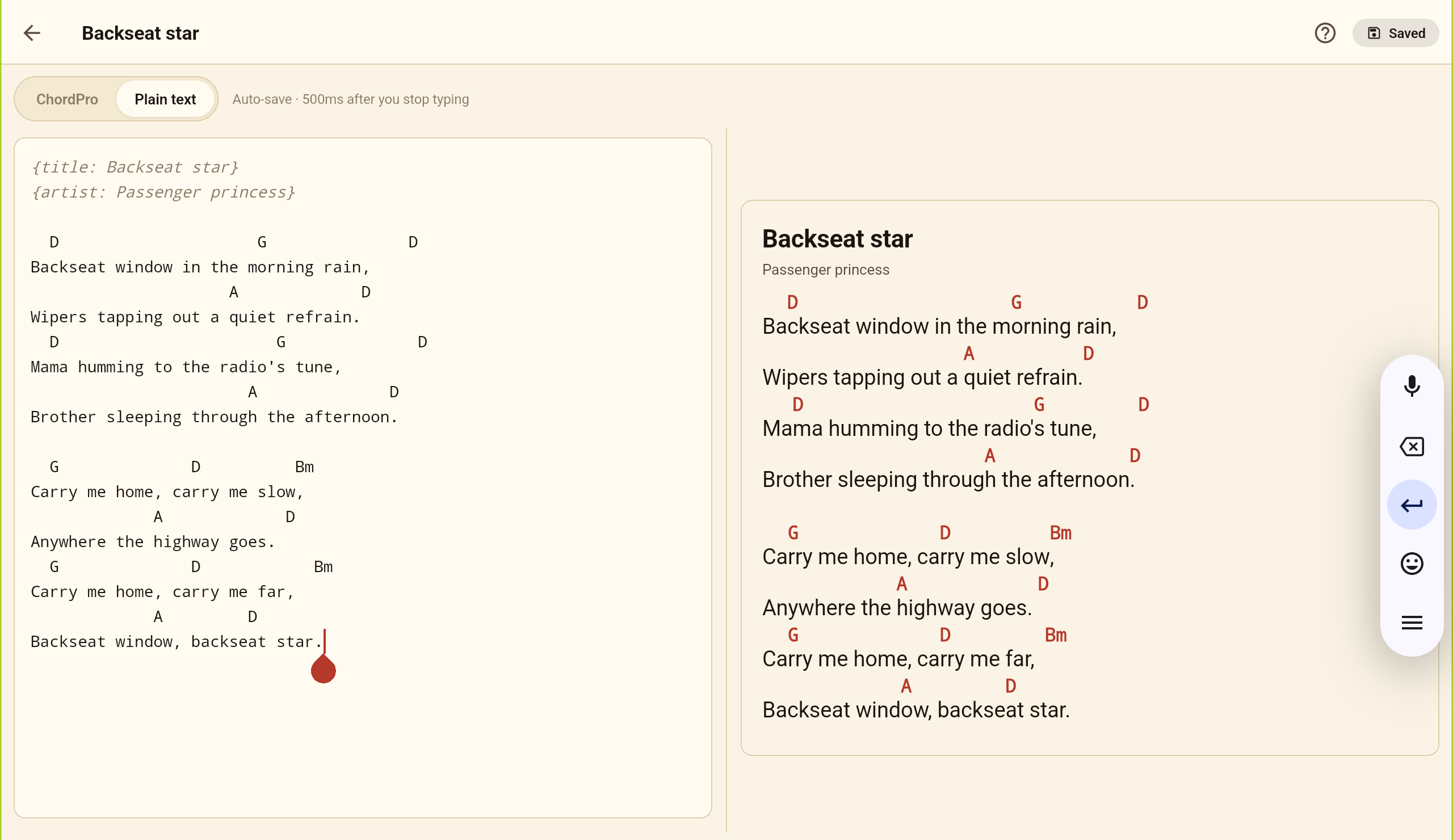 Plain-text editor with live preview